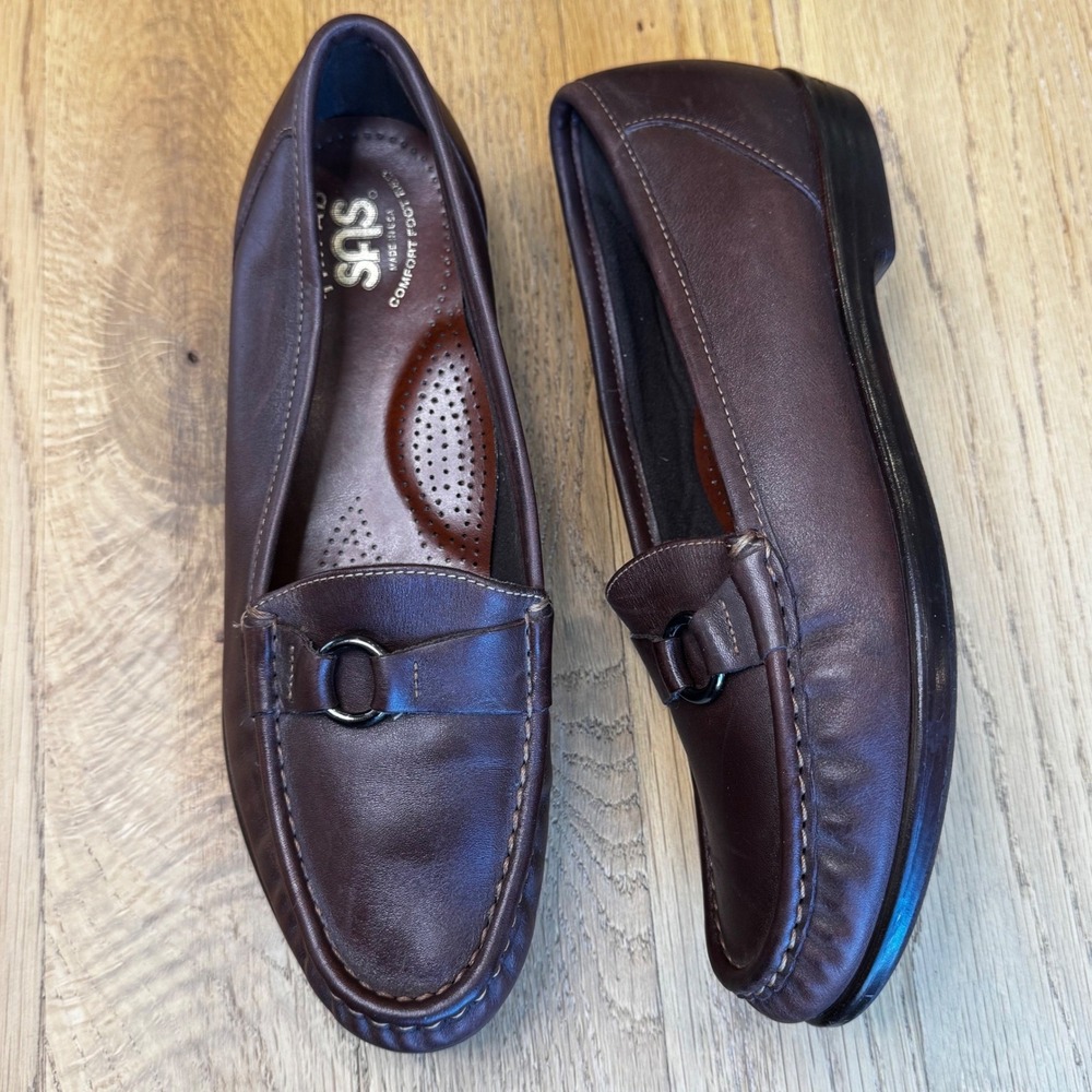 SAS Tripad Comfort Women 9 N  Brown Leather Loafers Moc Toe Shoes USA Classic